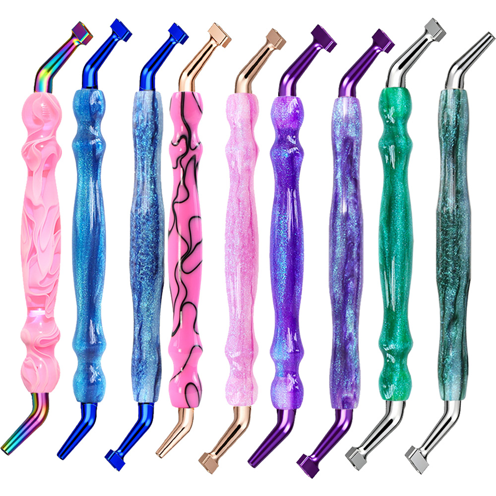 Resin Art Pen - DIYダイヤモンドペインティングペン 5Dダイヤモンドペインティングツール ポイントドリルペン、多機能エルボメタル薄型ペン先 ダイヤモンドアート用