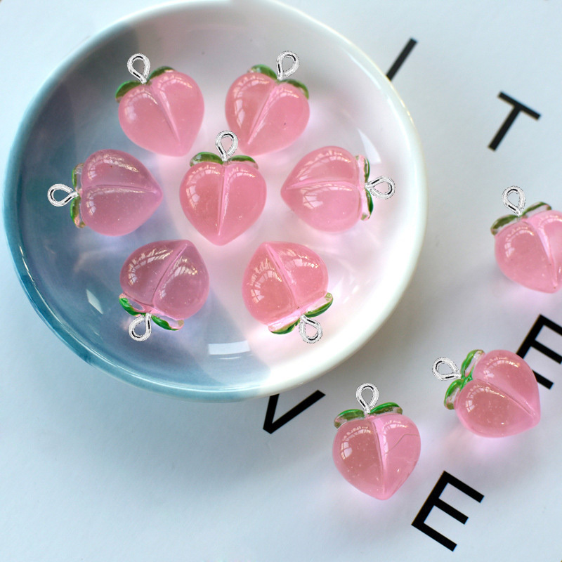 Resin Art Gift Ideas - 10 個新しい透明ピーチフラット樹脂チャームペンダントジュエリー作成アクセサリー DIY イヤリングネックレスキーホルダー装飾用