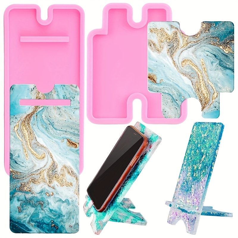 Resin Art Kit With Molds - 1セットのシリコンモールド（スマホスタンド用）と樹脂キャスティングモールド（スマホスタンド作成用）、DIYクラフトスマホ用シリコンモールド。
