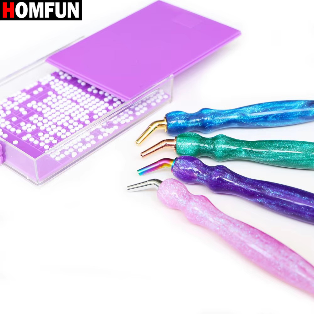 Resin Art Pen - Homfun-多機能パープルメタルチップ付きダイヤモンドペイントペンセット、ネイルアート用レジンクラフトツールキット、クロスステッチ装飾、5D