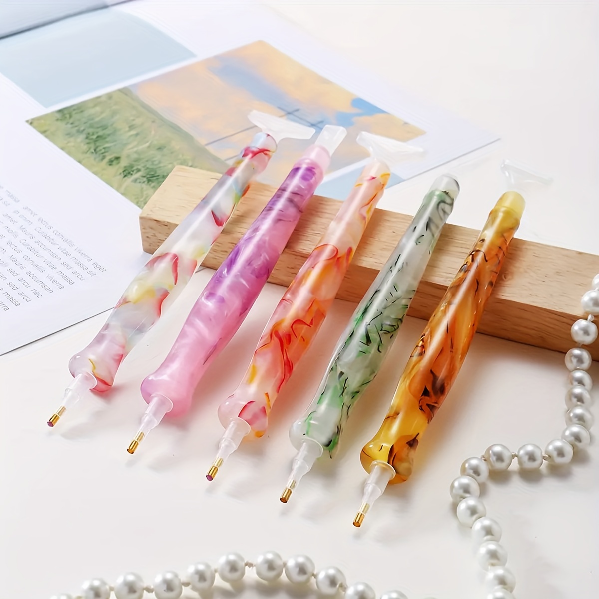 Resin Art Pen - 1個入り ランダムカラー レジン レトロ ダイヤモンドペインティングペン 替えペンヘッド