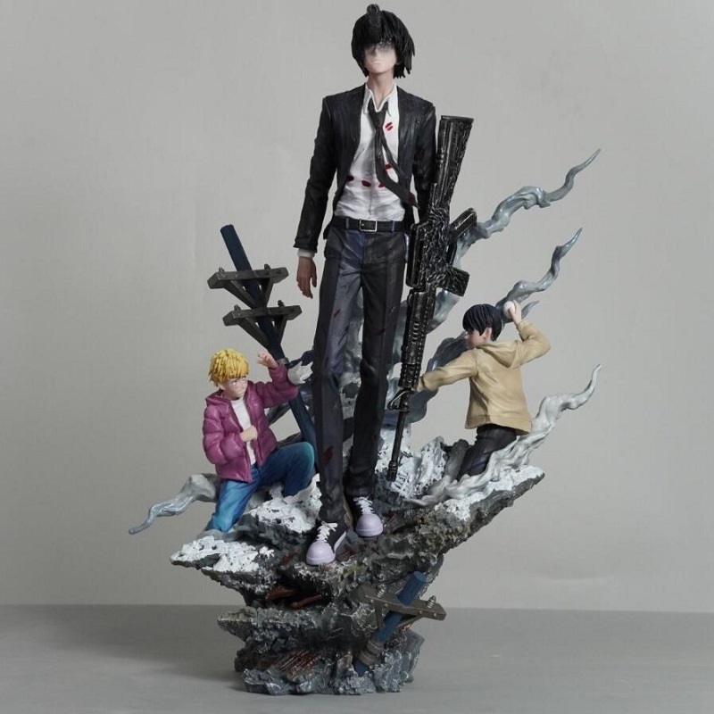 Resin Art Toys - チェーンソーマンガンデビルデビルハンターGKアニメフィギュア樹脂製スタチューデスクトップデコレーションオーナメントアニメファンコレクションギフト