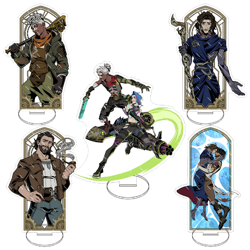Resin Art Toys - Arcane：リーグ・オブ・レジェンド アクリル製ゲームスタンドモデルプレート装飾デスクフィギュアディスプレイ ファン向け カップルギフト 漫画風クリエイティブアイテム