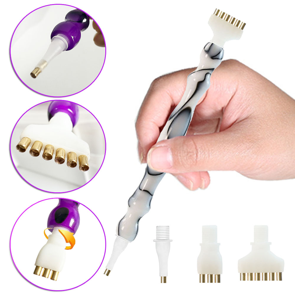 Resin Art Pen - 1セット5Dレジン ダイヤモンドペインティングペン プラスチック交換ペンヘッド付き マルチプレーサー ポイントドリルペン DIYダイヤモンドネイルアート用