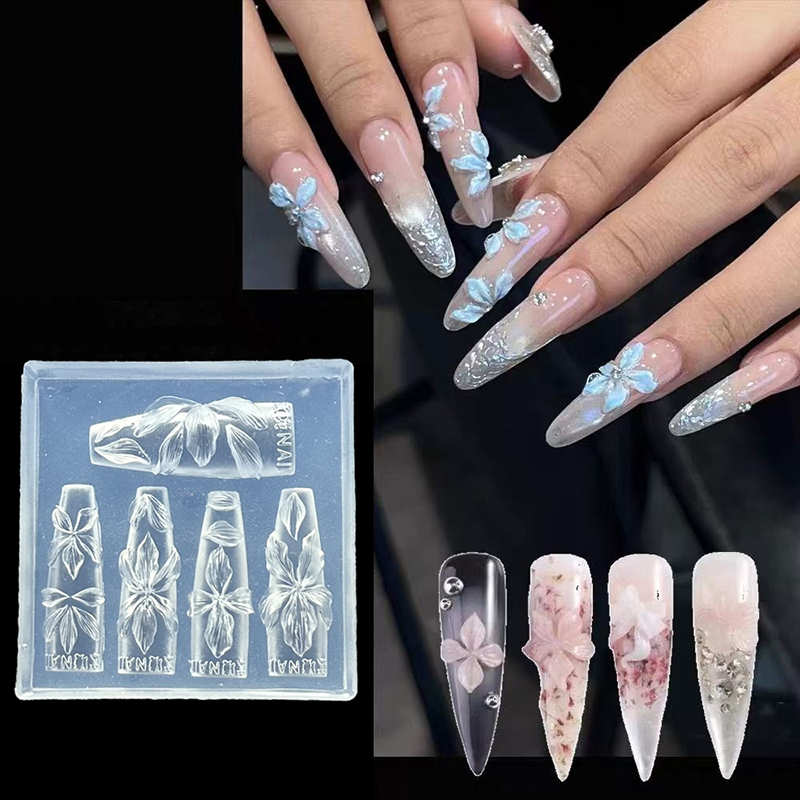 Resin Art Template - 3D 花ネイルモールド DIY シリコーンネイルツールハワイハイビスカスの花びらネイルデザイン樹脂金型ネイルアート彫刻テンプレート