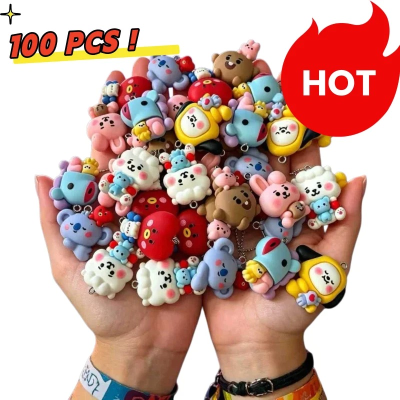 Resin Art Gift Ideas - 7 個 BT21 樹脂漫画チャーム DIY アクセサリークラフト用品ジュエリー作成用イヤリングネックレスブレスレットペンダント電話デコ