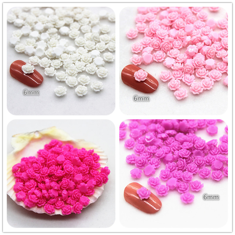 Resin Art For Rose - ミニローズレジンカボション,100個,6mm,フラワーフラットバック,日曜大工,スクラップブッキング,手工芸品,ネイルアートの装飾