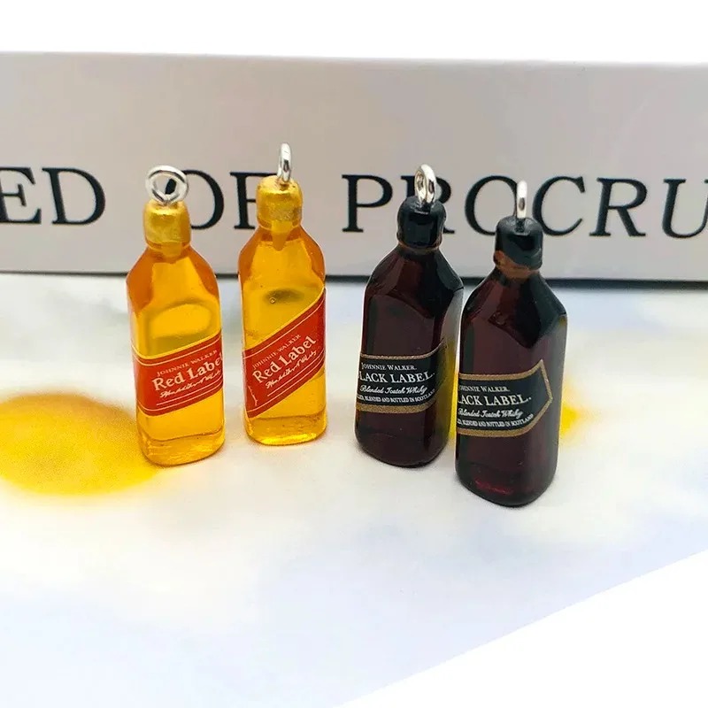 Resin Art Gift Ideas - 10 個小さなワインバーボトル樹脂チャーム DIY イヤリングアクセサリーミニペンダントキーホルダー手作りジュエリークラフト作成用