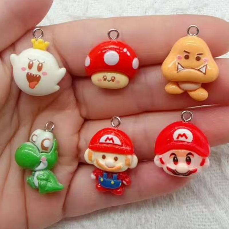 Resin Art Gift Ideas - 10個入り樹脂製漫画ペンダント、DIYジュエリー製作イヤリング、キーホルダーアクセサリー