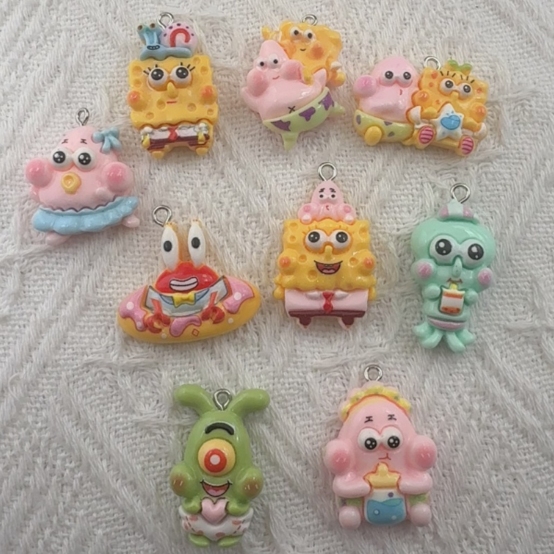 Resin Art Gift Ideas - 10個入り漫画風樹脂ペンダント、DIYジュエリー製作イヤリング、キーホルダーアクセサリー