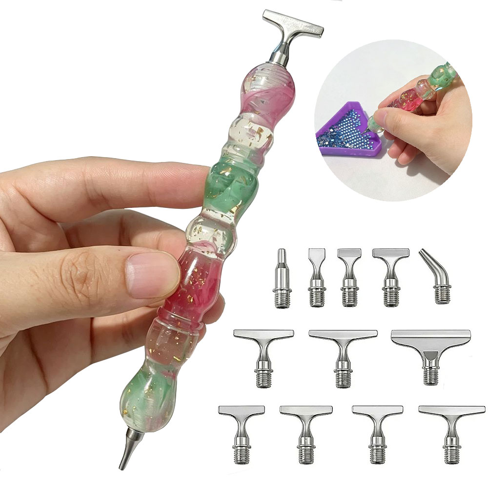 Resin Art Pen - 新しい夏の涼感ダイヤモンドペインティングペン金属製ネジ式ペン先ダイヤモンド刺繍用ネジ式ドットドリルペンツールアクセサリー