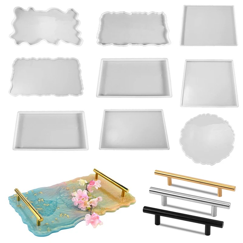 Resin Art Kit With Molds - トレイエポキシ樹脂シリコンモールドDIY大型長方形ティープレートコースター樹脂モールド家の装飾クラフト製作アート用品