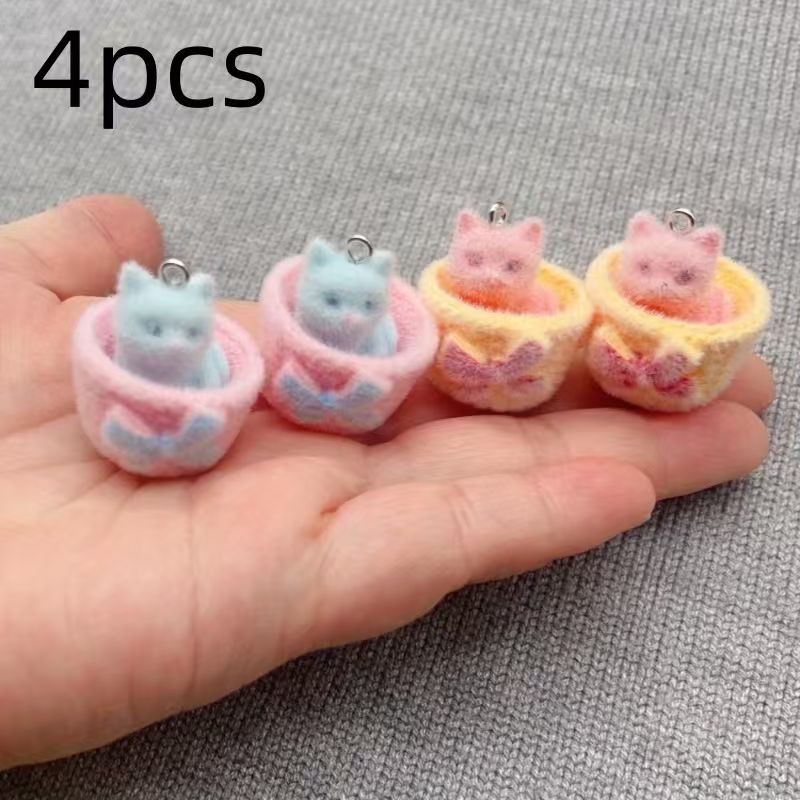 4個入り3Dぬいぐるみ樹脂製猫ペンダント、DIYジュエリー製 - Resin Art Gift Ideas のレビューと価格