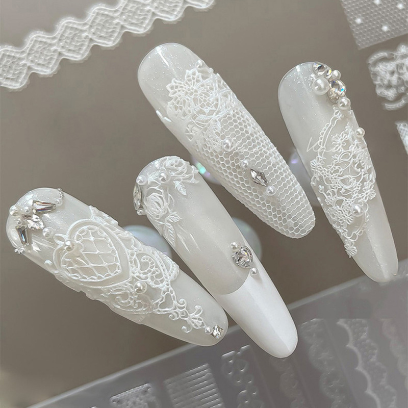 1pc レース 3D シリコーンネイルモールドシリコーンロー - Resin Art Template のレビューと価格