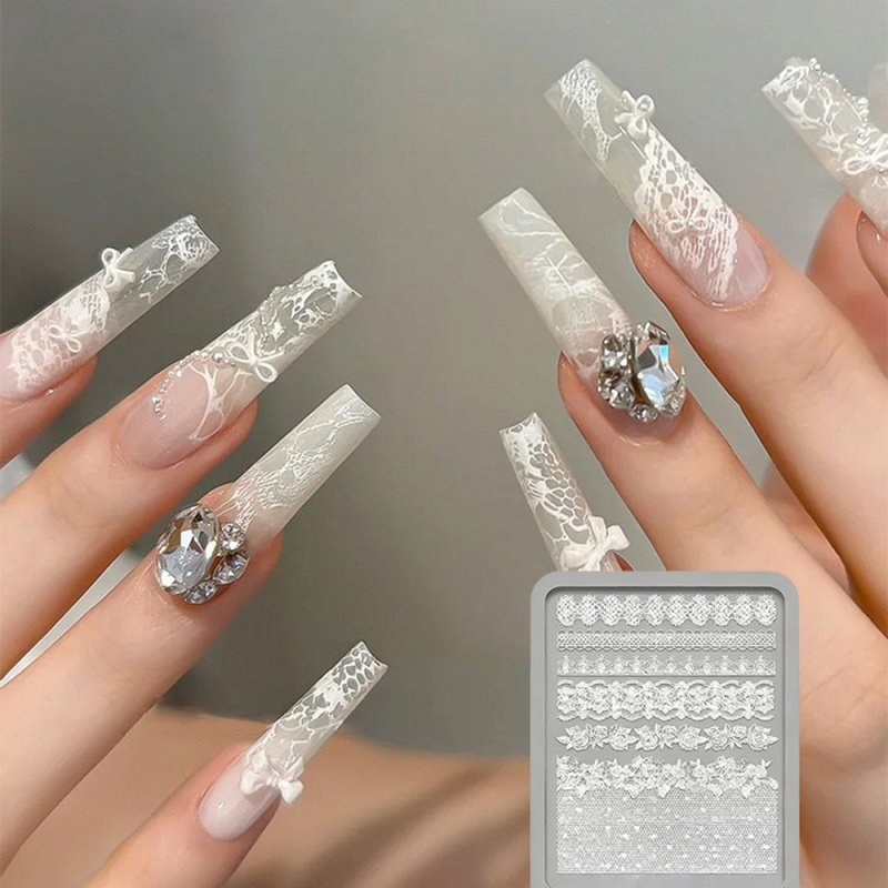1pc レース 3D シリコーンネイルモールドシリコーンロー - Resin Art Template のレビューと価格