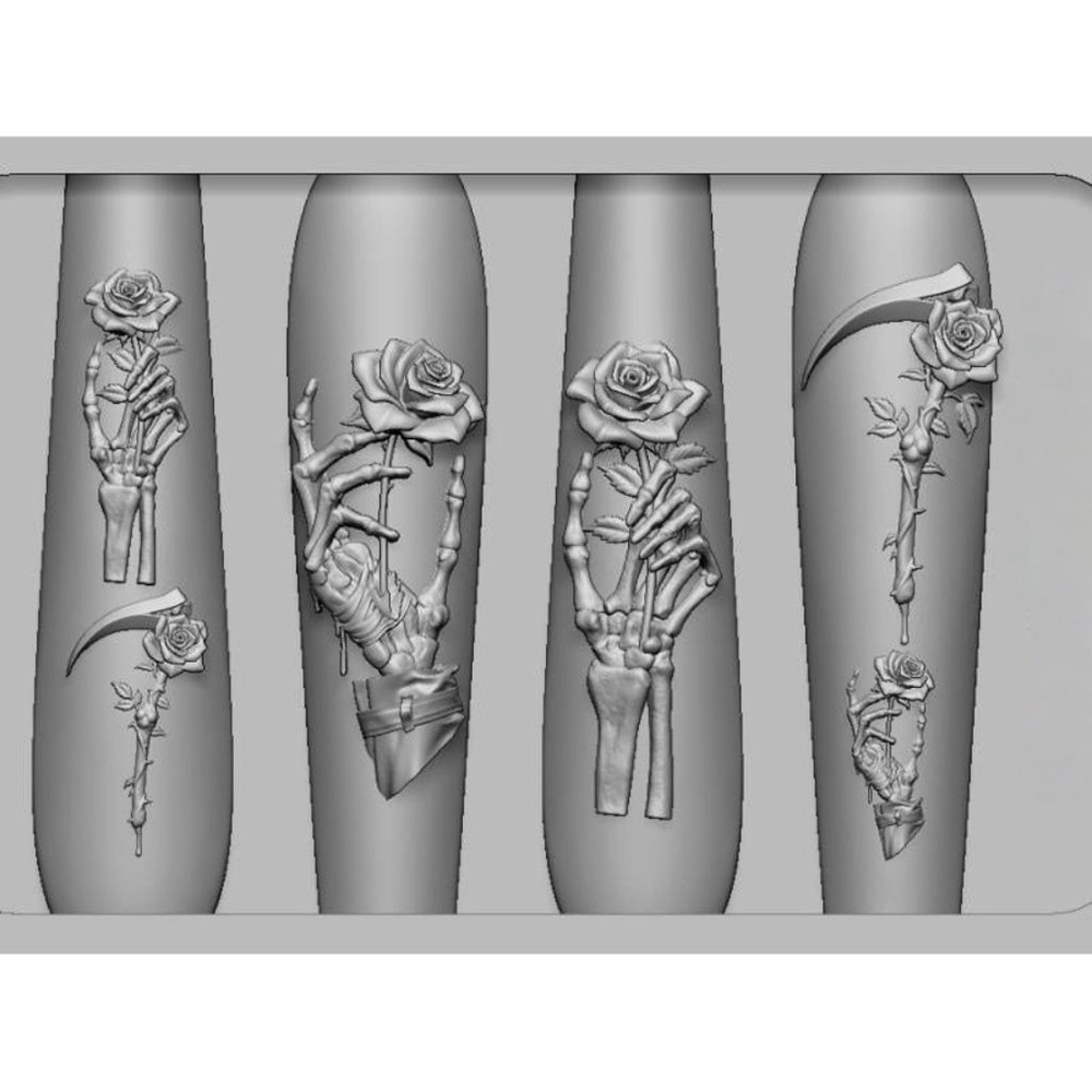 2個セット ダークローズスカル シリコンネイルアートモールド - Resin Art Template のレビューと価格