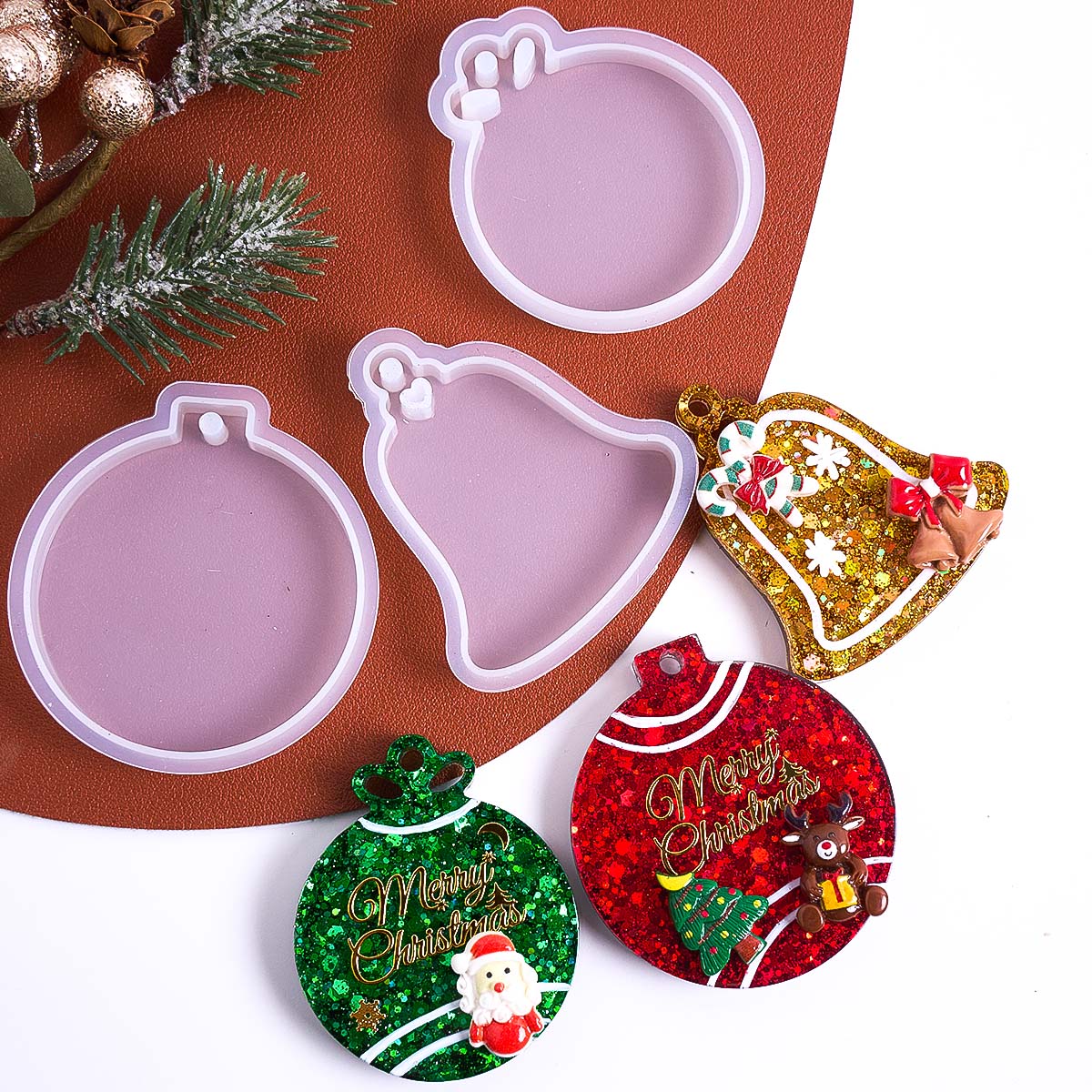 クリスマスタグペンダントシリコンモールドDIY手作りラウンド - Resin Art Kit With Molds のレビューと価格