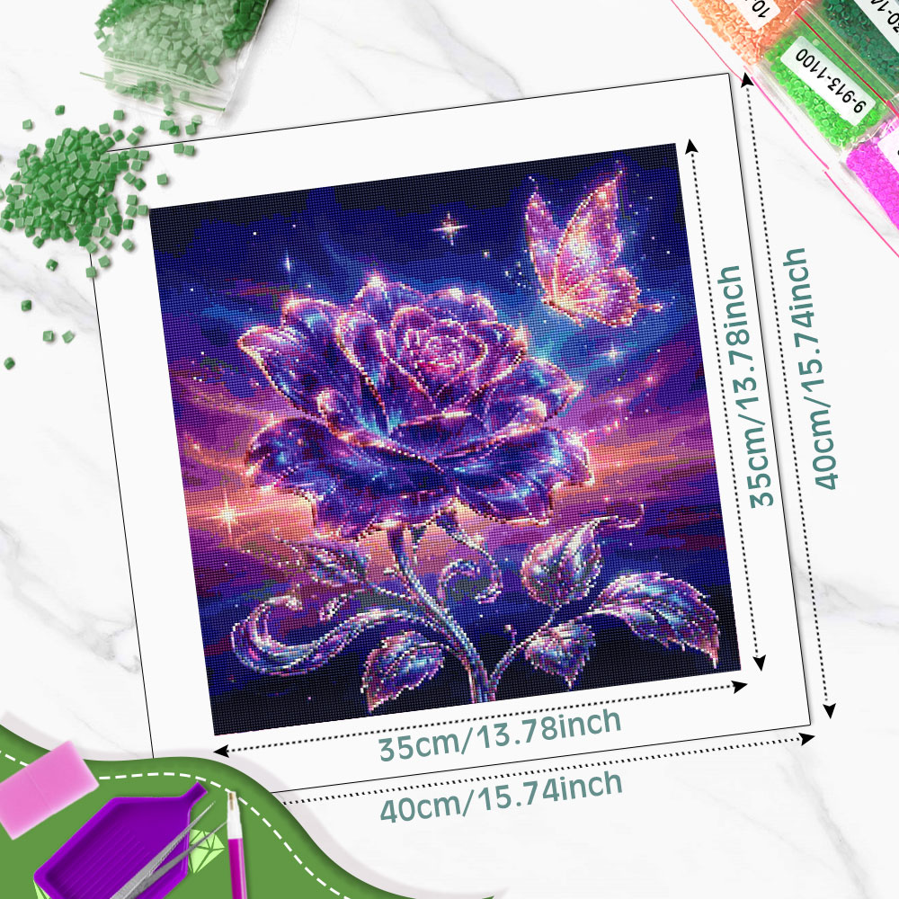 Huacan フルスクエアラウンドダイヤモンド絵画ローズバタ - Resin Art For Rose のレビューと価格