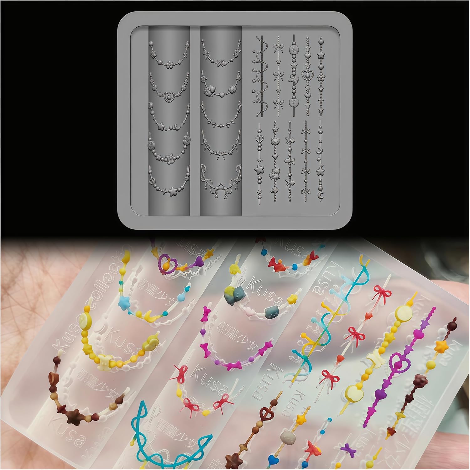 3D ビーズネックレスジェルネイルアートモールドアート樹脂チ - Resin Art Template のレビューと価格