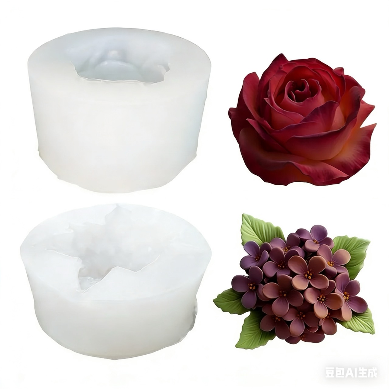 3Dローズライラックフラワーシリコンモールド2個、樹脂やキャ - Resin Art For Rose のレビューと価格