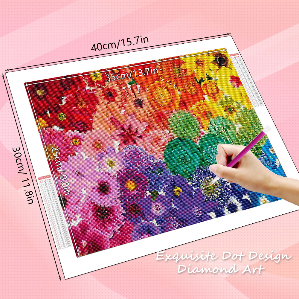 HUACAN ダイヤモンドアートキット 花 カラフルなバラ  - Resin Art For Rose のレビューと価格
