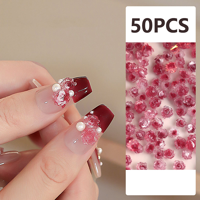 50個入り 3Dレジンフラワー ネイルアートチャーム アクセ - Resin Art Of Flowers のレビューと価格
